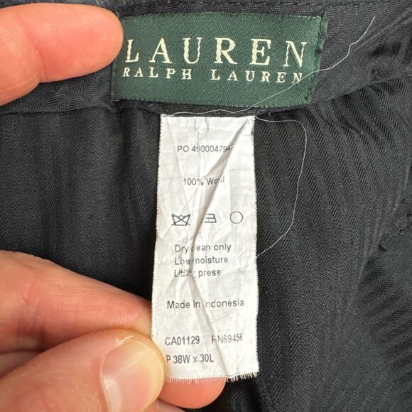 Lauren Ralph Lauren Wool Dress Pants Mens 38x30 Black Straight Leg Classic Work - Picture 7 of 14